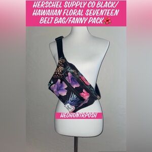 🎉HP🎉Herschel Supply Co Black/Hawaiian Floral Seventeen Belt Bag/Fanny Pack🌺